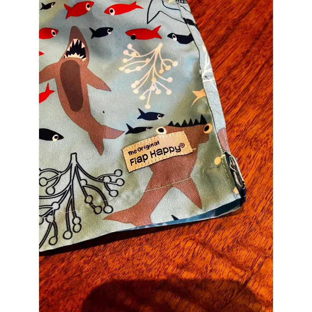 Flap Happy Baby Boys Swim Trunks Shark Print UPF 50+ Size 24M NWT 1987‎ 80s VTG